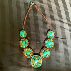 Turquoise and gold statement necklace